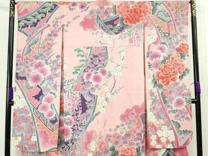 平和屋本店●極上　名門　藤娘きぬたや・総絞り　振袖　吉祥花文　逸品　DZAB9222kh6