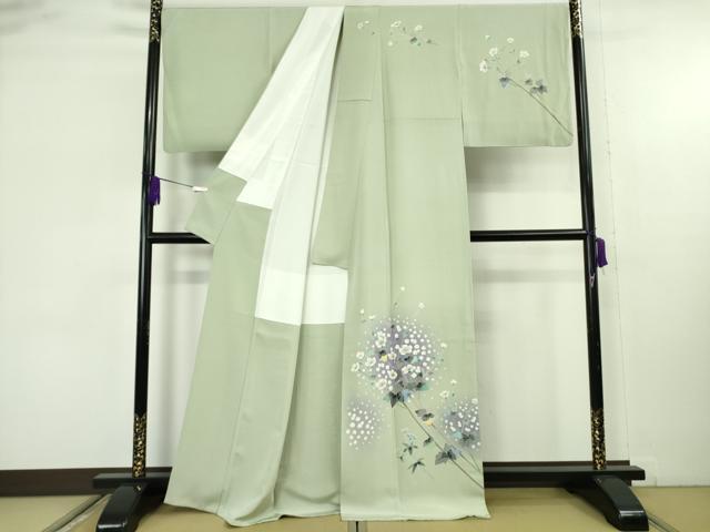 平和屋本店●極上　本加賀友禅作家　和泉衛知　訪問着　枝花文　裏葉柳色地　暈し染め　逸品　DZAB9223kh6