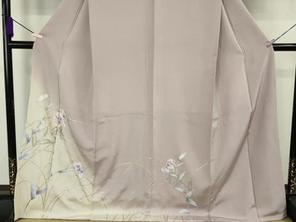 平和屋着物●極上　京友禅　岡山工芸　訪問着　百合　薄い紅藤色地　暈し染め　金銀彩　さが美扱い　ロング丈　逸品　未使用　DZAB9225kh6