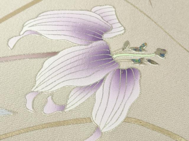 平和屋着物●極上　京友禅　岡山工芸　訪問着　百合　薄い紅藤色地　暈し染め　金銀彩　さが美扱い　ロング丈　逸品　未使用　DZAB9225kh6