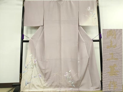 平和屋着物●極上　京友禅　岡山工芸　訪問着　百合　薄い紅藤色地　暈し染め　金銀彩　さが美扱い　ロング丈　逸品　未使用　DZAB9225kh6