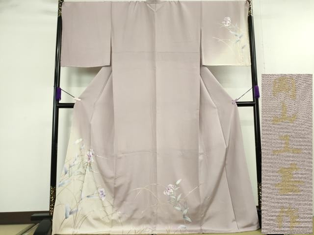 平和屋着物●極上　京友禅　岡山工芸　訪問着　百合　薄い紅藤色地　暈し染め　金銀彩　さが美扱い　ロング丈　逸品　未使用　DZAB9225kh6