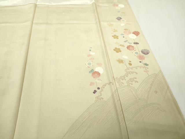 平和屋本店●極上　松坂屋染織名作展　訪問着　駒刺繍　立波花文　浅黄色地　金彩　たとう紙付き　逸品　DZAB9227kh6
