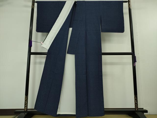 平和屋本店▽極上　日本工芸会正会員 山村省二 久留米絣 単衣 綿 天然藍染　草木染　山藍　たとう紙・証紙付き　逸品　未使用　DZAB9231kh6