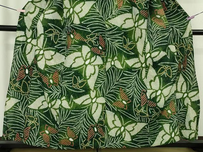 平和屋着物∴極上　夏物　浴衣　有松鳴海絞り　舞蝶草葉文　綿　逸品　DZAB9234kh6