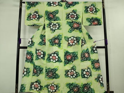 平和屋着物∴極上　夏物　浴衣　有松鳴海絞り　草花文　綿　逸品　未使用　DZAB9235kh6