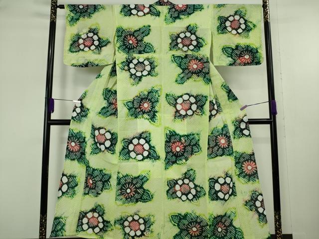 平和屋着物∴極上　夏物　浴衣　有松鳴海絞り　草花文　綿　逸品　未使用　DZAB9235kh6