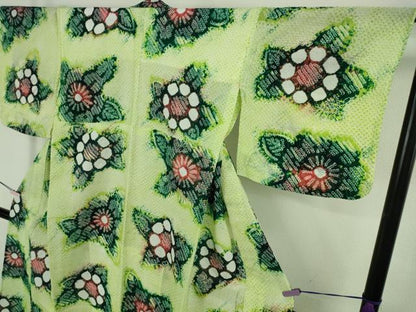 平和屋着物∴極上　夏物　浴衣　有松鳴海絞り　草花文　綿　逸品　未使用　DZAB9235kh6