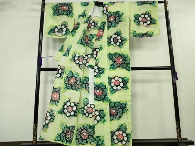 平和屋着物∴極上　夏物　浴衣　有松鳴海絞り　草花文　綿　逸品　未使用　DZAB9235kh6