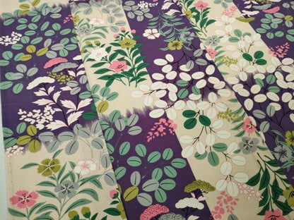 平和屋本店＊極上　夏物　小紋　絽縮緬　市松秋草文　ロング丈　逸品　DZAB9237kh6