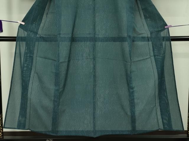 平和屋着物＊極上　夏物　洗える最高級着物　＜英＞はなぶさ謹製　小紋　絽　よろけ縞　濃い藍色地　反端付き　逸品　未使用　DZAB9238kh6