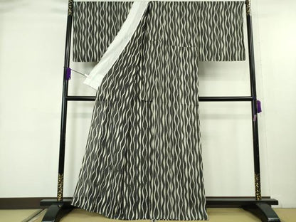 平和屋着物＊極上　夏物　小紋　縦絽　変わり絽　よろけ縞　逸品　未使用　DZAB9241kh6