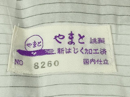 平和屋本店＊極上　夏物　本場小千谷ちぢみ　麻　間道　吉新織物謹製　　やまと誂製　証紙付き　ロング丈　逸品　未使用　DZAB9243kh6