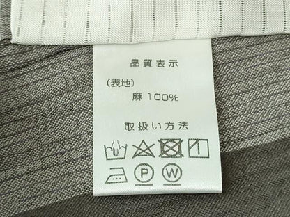 平和屋本店＊極上　夏物　本場小千谷ちぢみ　麻　間道　吉新織物謹製　　やまと誂製　証紙付き　ロング丈　逸品　未使用　DZAB9243kh6