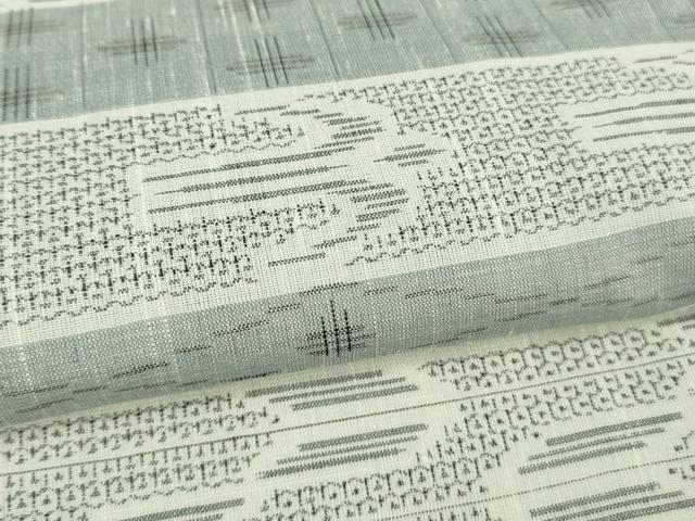 平和屋本店＊極上　夏物　結城紬　夏結城　100亀甲　横段絣文　反端付き　逸品　DZAB9245kh6