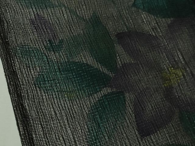 平和屋着物▽極上　訪問着　無双　紗袷　紗×絽　手描き　鉄仙花　黒地　逸品　未使用　DZAB9247kh6