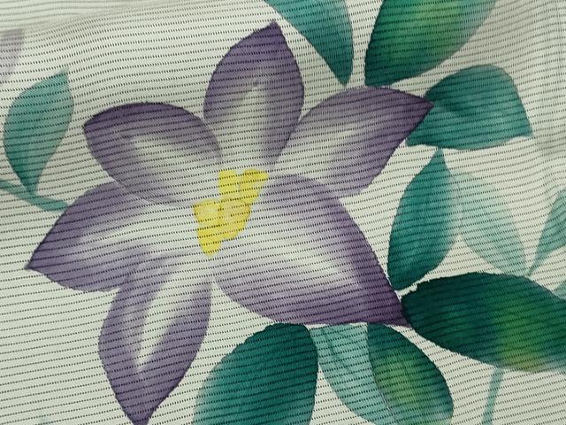平和屋着物▽極上　訪問着　無双　紗袷　紗×絽　手描き　鉄仙花　黒地　逸品　未使用　DZAB9247kh6