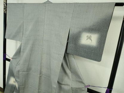 平和屋着物▽極上　訪問着　単衣　生紬　杢目絞り　手描き　猫　ネコ　逸品　DZAB9248kh6