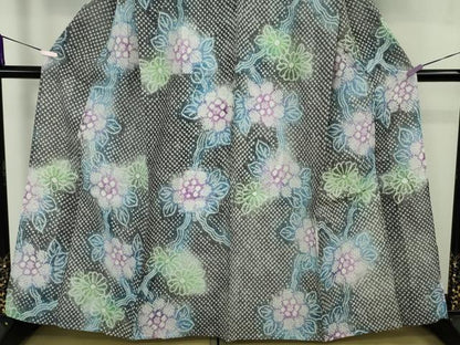 平和屋着物∴極上　夏物　浴衣　有松鳴海絞り　草花文　綿　逸品　DZAB9249kh6