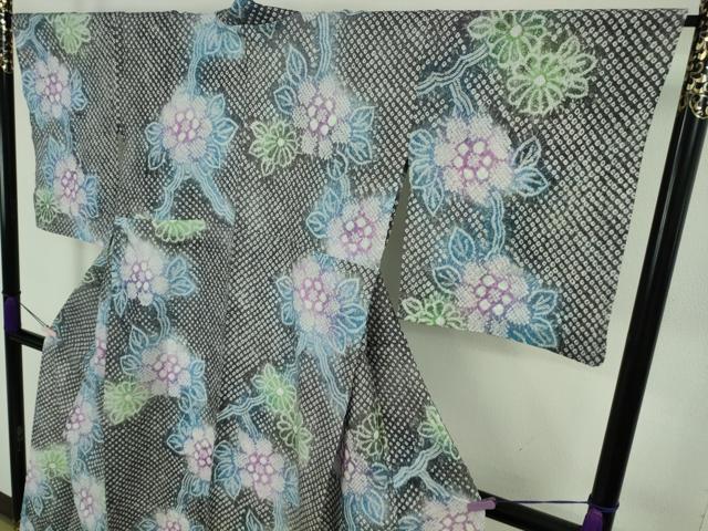 平和屋着物∴極上　夏物　浴衣　有松鳴海絞り　草花文　綿　逸品　DZAB9249kh6