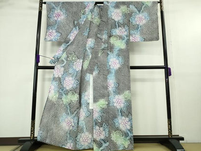 平和屋着物∴極上　夏物　浴衣　有松鳴海絞り　草花文　綿　逸品　DZAB9249kh6