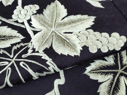 平和屋本店●極上　訪問着　総刺繍　葡萄蔦の葉文　深紫色地　暈し染め　銀糸　逸品　DZAB9250kh6