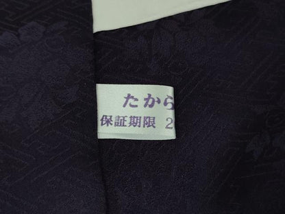 平和屋本店●極上　訪問着　総刺繍　葡萄蔦の葉文　深紫色地　暈し染め　銀糸　逸品　DZAB9250kh6