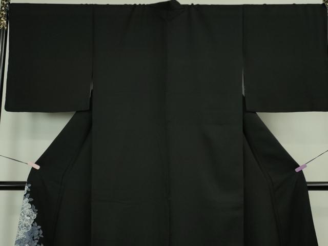 平和屋本店●極上　訪問着　銀駒刺繍　牡丹　黒地　金銀糸　逸品　DZAB9251kh6