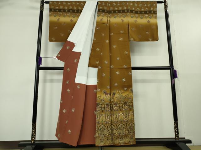 平和屋着物●極上　中国三大刺繍　スワトウ刺繍　汕頭刺繍　総刺繍　訪問着　洋花文　暈し染め　逸品　未使用　DZAB9252kh6