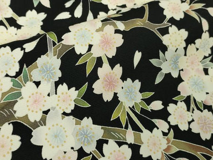 平和屋本店●極上　訪問着　友禅　夜桜　枝垂れ桜　黒地　逸品　未使用　DZAB9255kh6