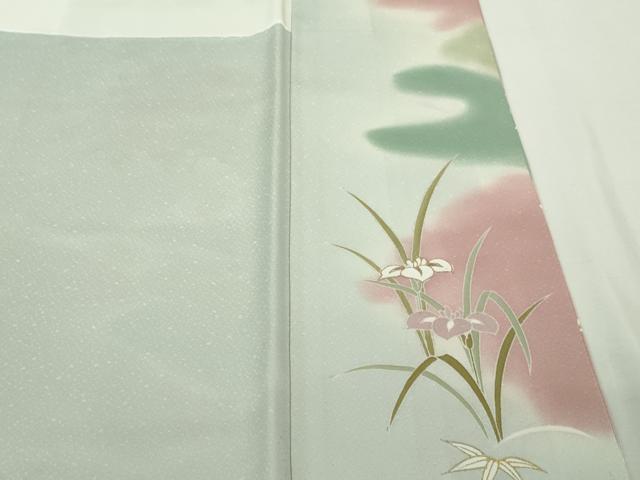 平和屋本店●極上　創業460年・千總　訪問着　駒刺繍　花篭　藍白色地　暈し染め　金彩　三越扱い　逸品　DZAB9257kh6