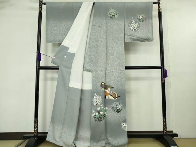 平和屋着物●極上　人間国宝　羽田登喜男　TOKIOetTOKI　訪問着　鴛鴦　花丸文　暈し染め　金銀彩　逸品　未使用　DZAB9260kh6