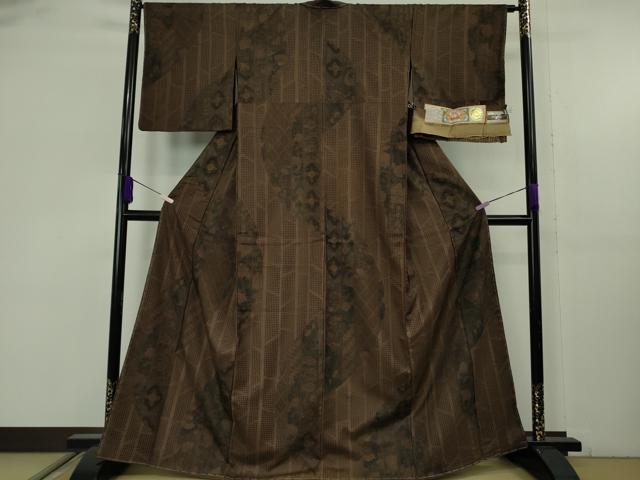 平和屋本店●極上　中国三大刺繍　スワトウ刺繍　汕頭刺繍　本場縞大島紬　切嵌更紗花文　証紙付き　逸品　未使用　DZAB9261kh6