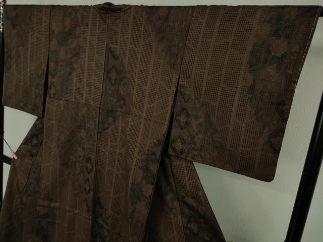 平和屋本店●極上　中国三大刺繍　スワトウ刺繍　汕頭刺繍　本場縞大島紬　切嵌更紗花文　証紙付き　逸品　未使用　DZAB9261kh6