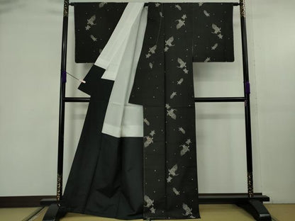 平和屋本店●極上　本場大島紬　9マルキ　古代染色純泥染　浦島物語　優粋　窪田織物謹製　黒地　証紙付き　逸品　未使用　DZAB9263kh6