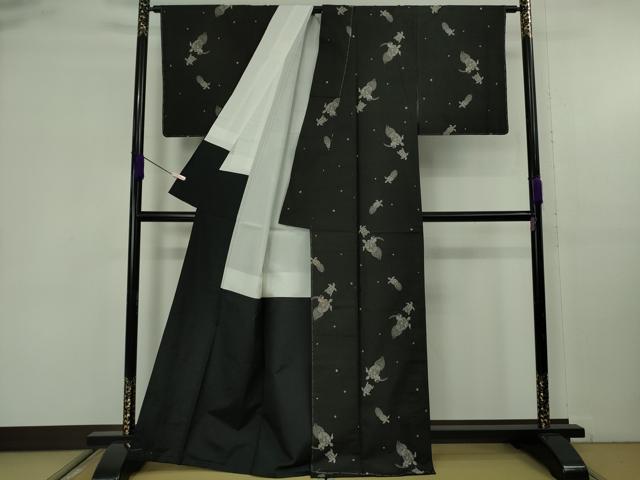 平和屋本店●極上　本場大島紬　9マルキ　古代染色純泥染　浦島物語　優粋　窪田織物謹製　黒地　証紙付き　逸品　未使用　DZAB9263kh6