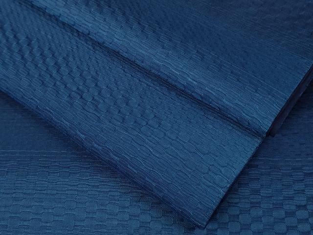 平和屋本店●極上　ロートン織　道屯織　本藍　紬　横段文　逸品　DZAB9265kh6