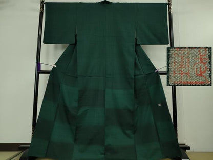 平和屋本店●極上　伝統工芸士　曽根武勇　訪問着　お召地　市松文様　逸品　DZAB9266kh6