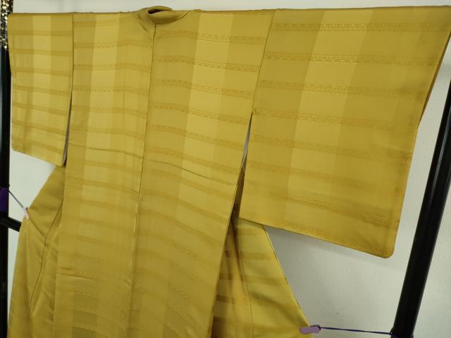 平和屋本店●極上　龍村晋謹製　お召　名宝獅噛長斑文　芥子色地　逸品　DZAB9267kh6