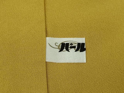 平和屋本店●極上　龍村晋謹製　お召　名宝獅噛長斑文　芥子色地　逸品　DZAB9267kh6