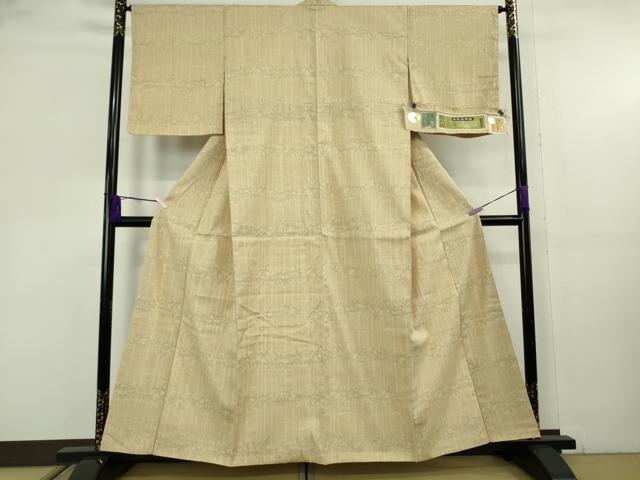 平和屋本店●極上本場結城紬　重要無形文化財　廣田紬謹製　100亀甲　笹竹　枯色地　証紙付き　逸品　未使用　DZAB9270kh6