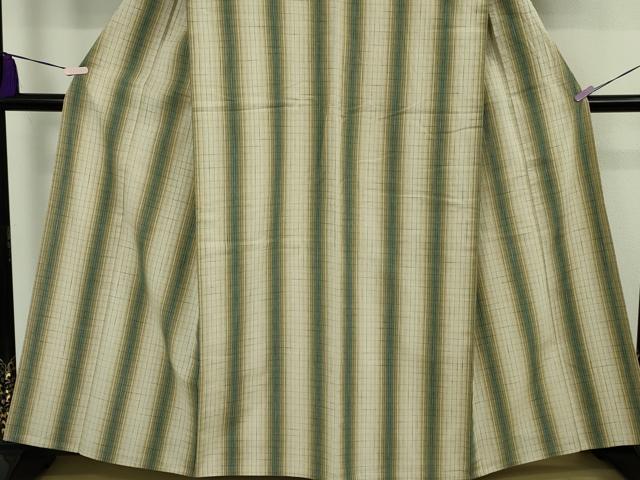 平和屋着物▽極上　綿紬　単衣　間道　逸品　DZAB9278kh6