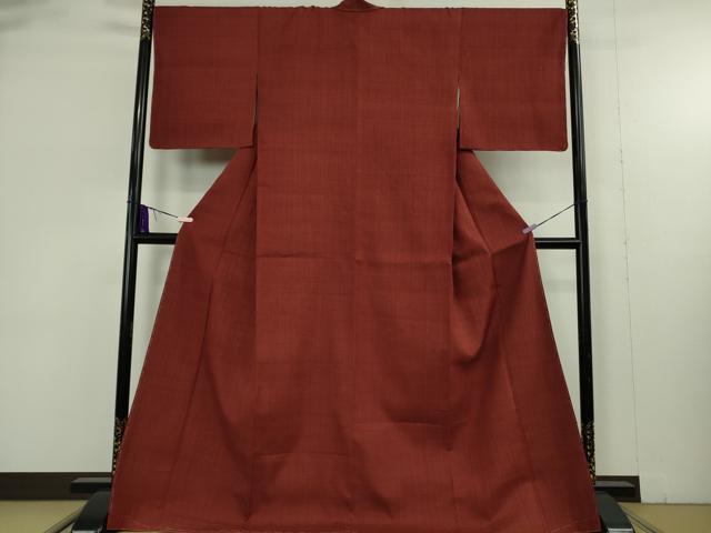 平和屋本店●極上　浦野理一　経節紬　色無地　葡萄茶色　ロング丈　逸品　未使用　DZAB9281kh6