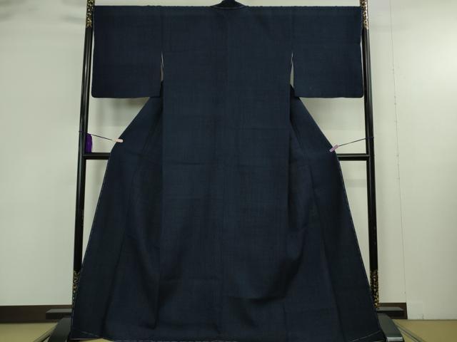 平和屋本店●極上　浦野理一　経節紬　色無地　濃藍色　逸品　未使用　DZAB9283kh6