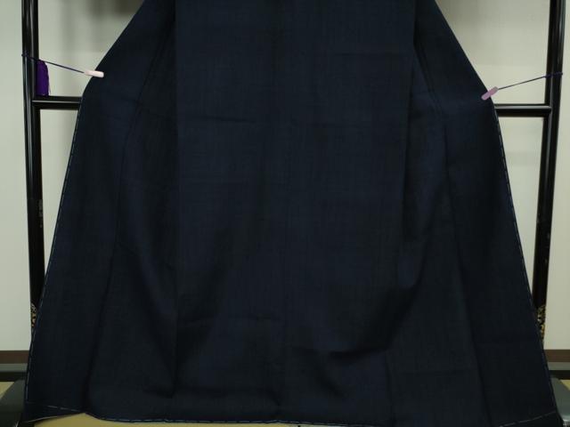 平和屋本店●極上　浦野理一　経節紬　色無地　濃藍色　逸品　未使用　DZAB9283kh6