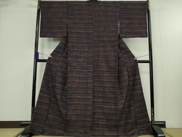 平和屋本店●極上　浦野理一　経節紬　横縞　逸品　未使用　DZAB9286kh6