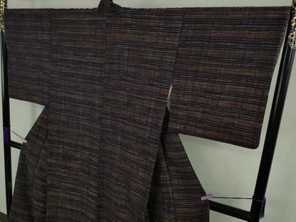 平和屋本店●極上　浦野理一　経節紬　横縞　逸品　未使用　DZAB9286kh6