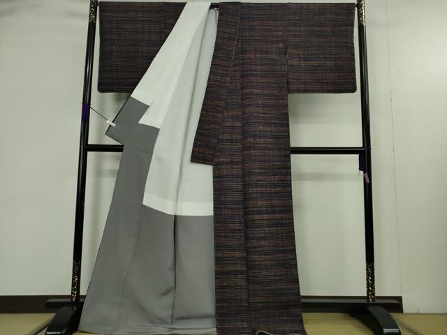平和屋本店●極上　浦野理一　経節紬　横縞　逸品　未使用　DZAB9286kh6