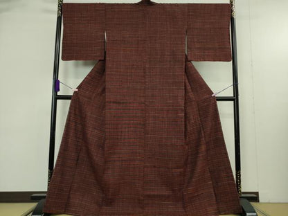 平和屋本店●極上　浦野理一　経節紬　横縞　逸品　未使用　DZAB9287kh6