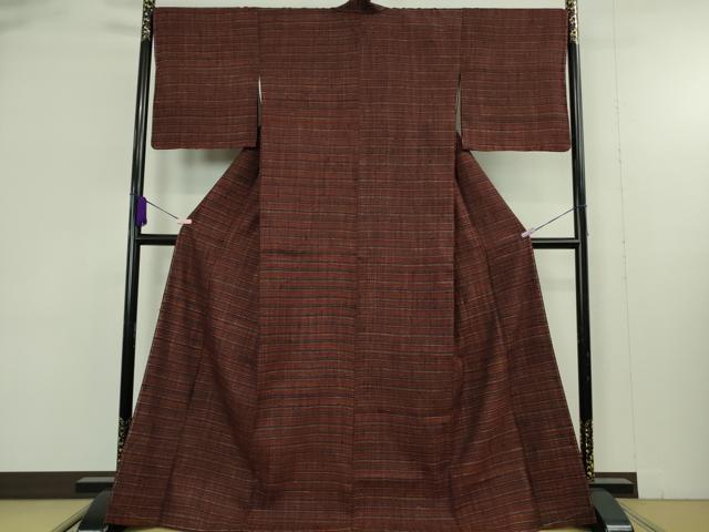 平和屋本店●極上　浦野理一　経節紬　横縞　逸品　未使用　DZAB9287kh6